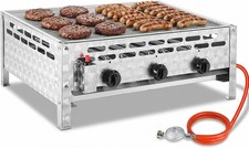 Edelstahl Gasbräter Gasgrill Gastrobräter Tischgrill 3 Flammen mit Grillrost