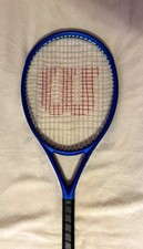 Wilson Blue Frame Tennis Racquet with "W" Logo Design