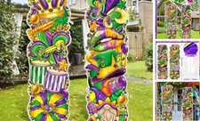 Cinnvoice 2 Pcs Mardi Gras Outdoor Decorations Mardi Gras Yard Sign with Stake