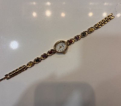 Vintage Watch | Woman Quartz Wristwatch | Multicolored Retro Wristwatch Stones