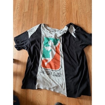 Boys Lie All Star Exhibition 2022 Mesh Panel Oversized Graphic Tee Black White
