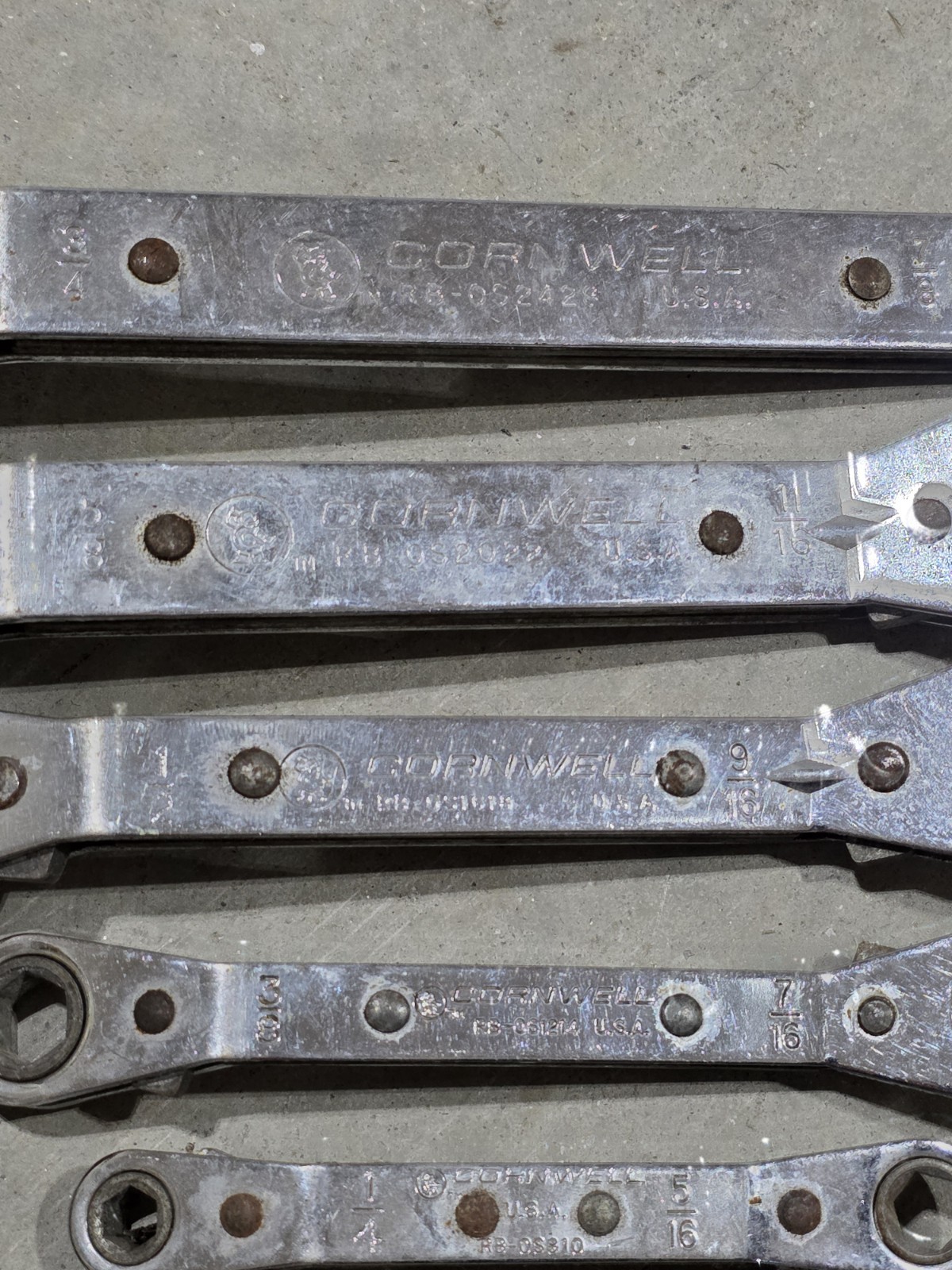 Cornwell 5pc SAE Reversible Offset Ratcheting Box-End Wrench Set