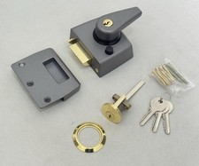 ERA 40mm Double Locking Nightlatch - Grey Case / Brass Cylinder - Night latch