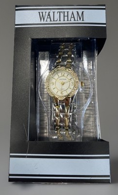 Waltham Ladies two tone Watch WTH53 Crystals bezel 