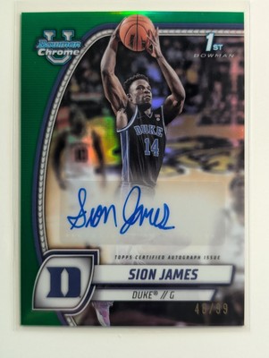 Sion James 2024-25 Bowman University Chrome 1st Green Refractor