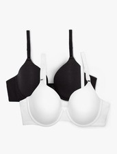 Fruit of the Loom Women's Smooth Cotton T-Shirt Bra - 36D White And Black