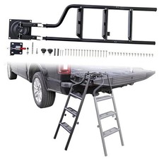 Universal Foldable and 360° Rotatable Tailgate Ladder for Pickup Truck, Quick