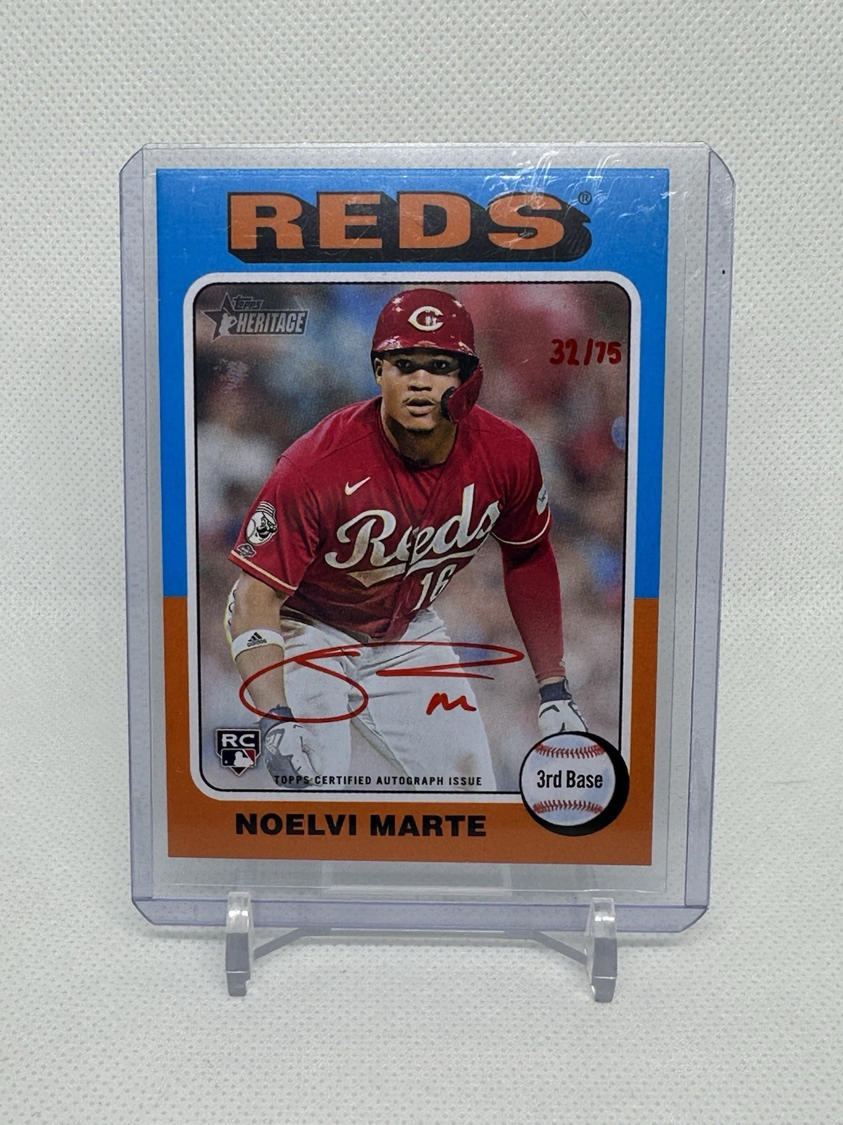 2024 Topps Heritage Noelvi Marte The Real One Autograph Red Ink 32/75 - Reds