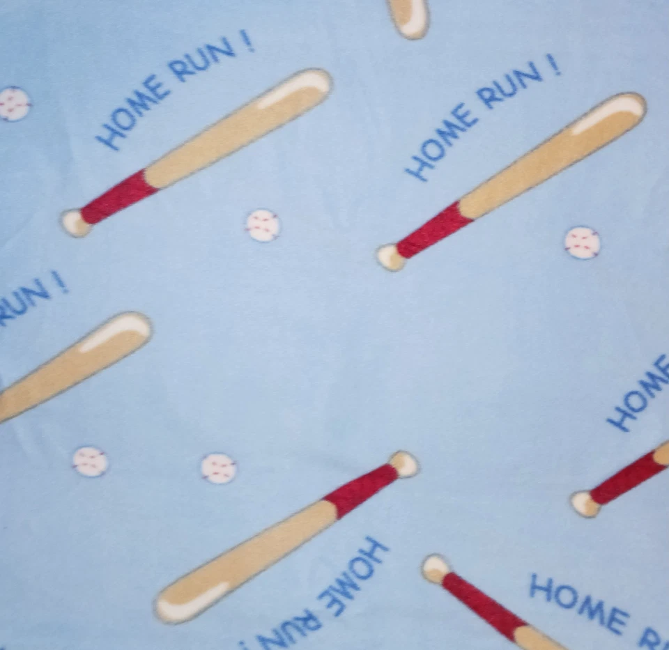 Fleece Home Run! Baseball Bat & Ball Remnant Fabric 56 in wide x 27 in long - Image 2 of 3