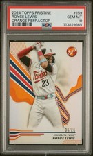 2024 Topps Pristine Royce Lewis Orange Refractor /25 PSA 10 Gem Mint #159 Twins