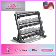 Heavy-Duty 3-Tier Weight Rack - Secure Organizer for Dumbbells & Kettlebells