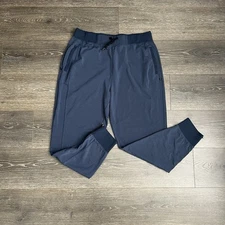 Tommy John Men’s Go Anywhere Collection Jogger Pant Blue Drawstring Ankle Zip L