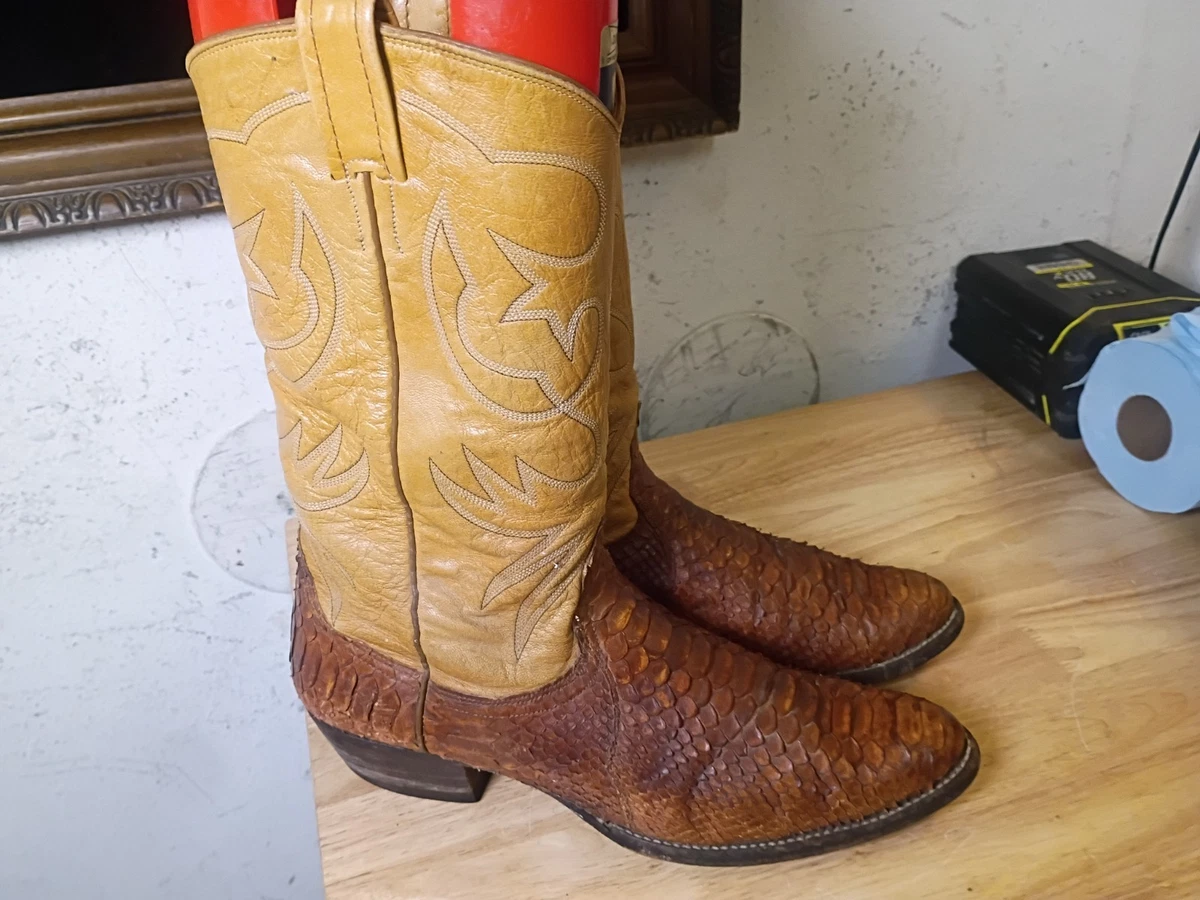Nocona Men's Genuine Python Snakeskin Brown Cowboy Boots Style