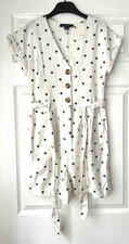 Primark Women White Polka Dot Short Jumpsuit ...