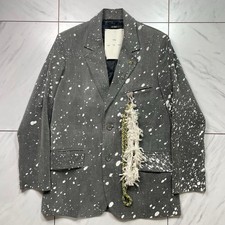 Song for the Mute 21.2 Beast Gray Paint Splatter Blazer Jacket Size 46 M