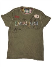 T-shirt uomo grafica Desigual media kaki AQ19