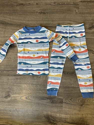 Hanna Andersson Seaside Sailboat Pajamas Sz 4 100cm XS Organic Cotton