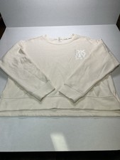 DKNY Womens Sport Embroidered Logo Fleece Sweatshirt Size: XL Color:White 4