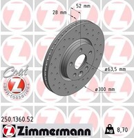 2X Zimmermann Bremsscheibe 250.1360.52 FüR Land Rover Ford Volvo