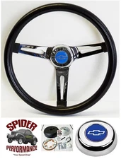 1955-1956 Chevrolet steering wheel BLUE BOWTIE 13 1/2" MUSCLE CAR CHROME