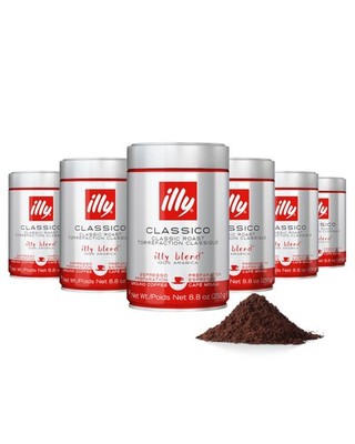 illy Ground Espresso Coffee, Classico Medium Roast, 8.8 Ounce (Pack of 6) 