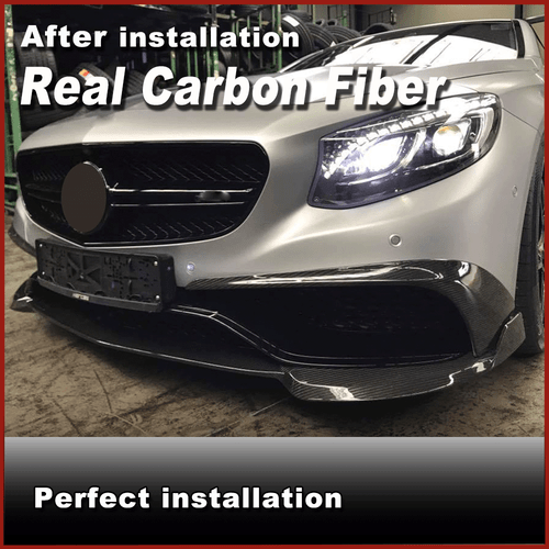 Fit For Benz C217 S500 Sport 14-17 Real Carbon Front Bumper Lip Spoiler Splitter - Picture 4 of 16