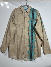 Vintage Roper Western Shirt Mens XL Aztec Print Long Sleeve Pearl Snap USA Made
