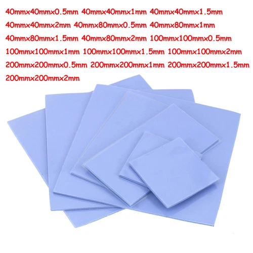 40*40mm-100*100mm CPU GPU Thermal Pad Blue Heatsink Cooling Conductive Silicone