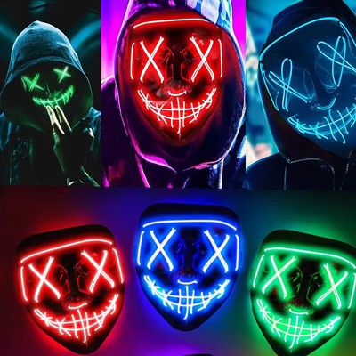 Leuchtmaske LED Glow in Dark Neonlichter Party Rave Festival rot blau grün