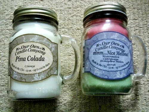 Our Own Candle Company Large Mason Jar - Set of 2 - PINA COLADA & NICE MELONS!