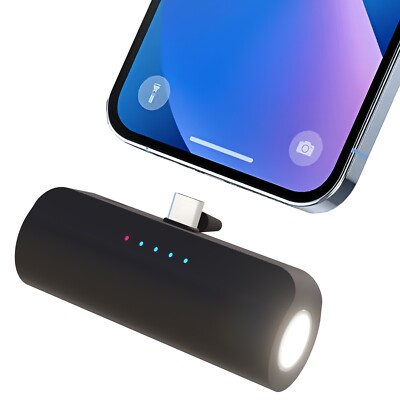 Small Portable Charger 5000mAh 18,5W Ultra Compact with Emergency LED Flashlight