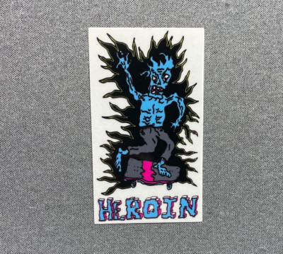 HEROIN Blue Monster Skateboard Sticker 4.8''
