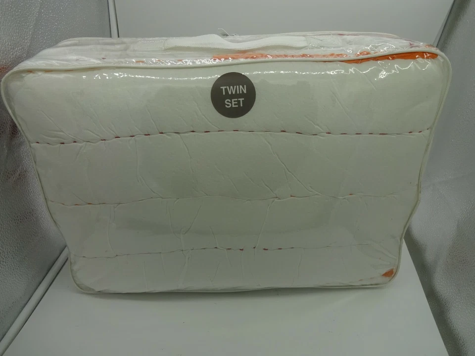 Rizzy Home 2 Pc Twin Quilt Bedding Set Red Orange White 70X86 in. Free Shipping - Image 3 of 3