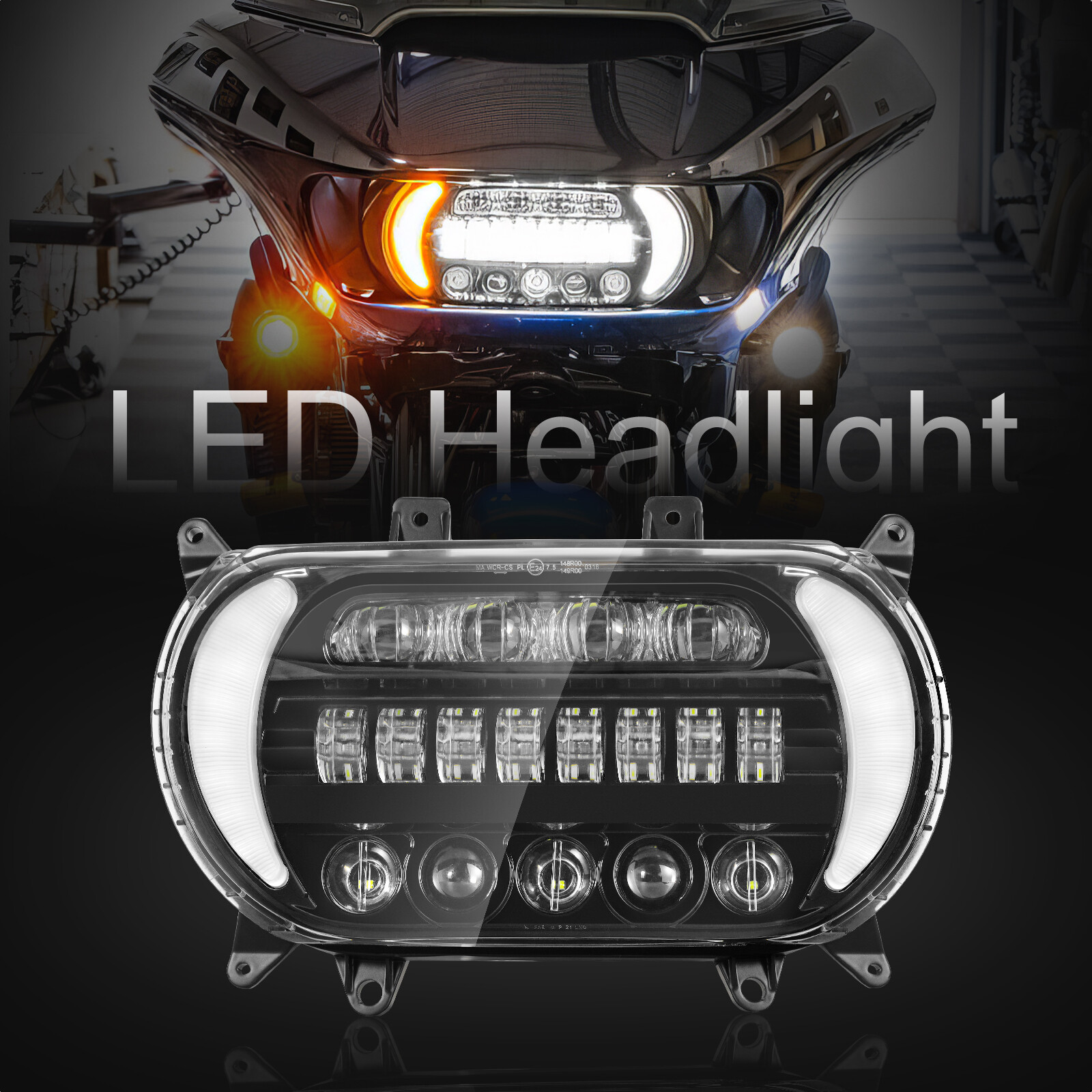 LED Hi/Lo DRL Headlight Turn Signal Light For Harley Touring Road Glide 15-2024