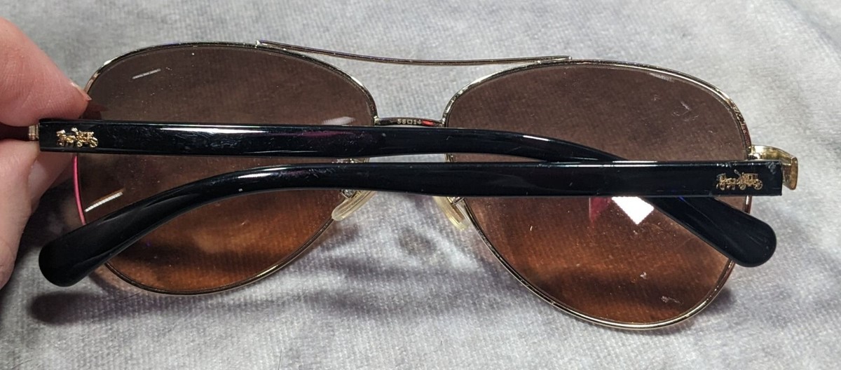 Coach Horse And Carriage Light Gold And Black Aviator Sunglasses Coach Horse And Carriage Light Gold And Black Aviator  main image 2