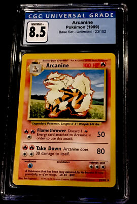 1999 arcanine pokemon card value Pokemon PSA 9 MINT 1999 Arcanine 1st Edition Shadowless Base Set Card 23/102