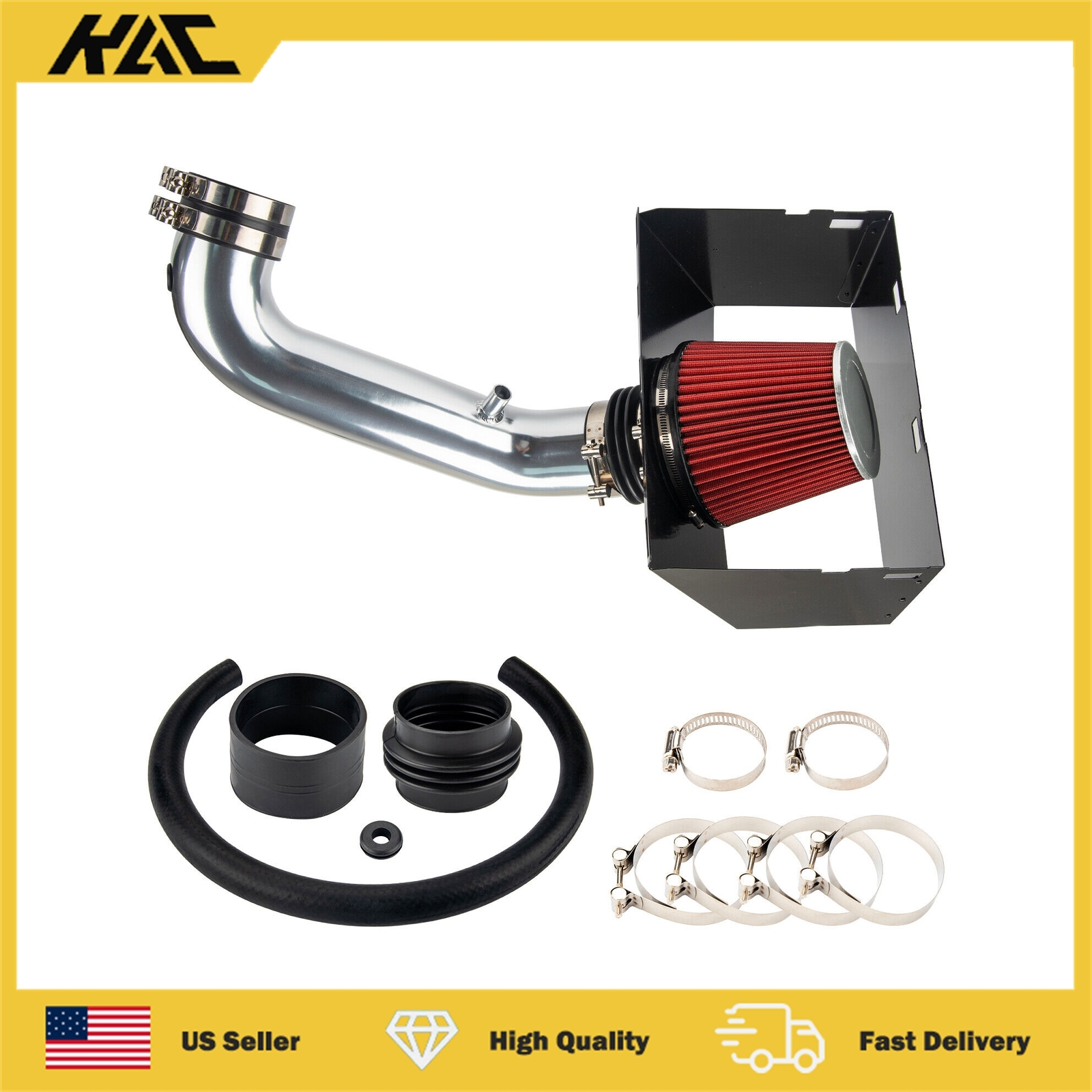 Cold Air Intake System + Red Filter w/ Heat Shield For 2009-2010 Dodge Ram 1500