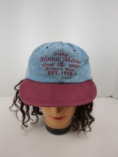 Vintage Minnie Mouse Authentic Wear Denim Jean StrapBack Hat Disney store TAGS