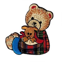 AufnäHer - BäR Sitzend Mit Teddy Im Schlafanzug - BR862 Gr. Ca. 5X5Cm
