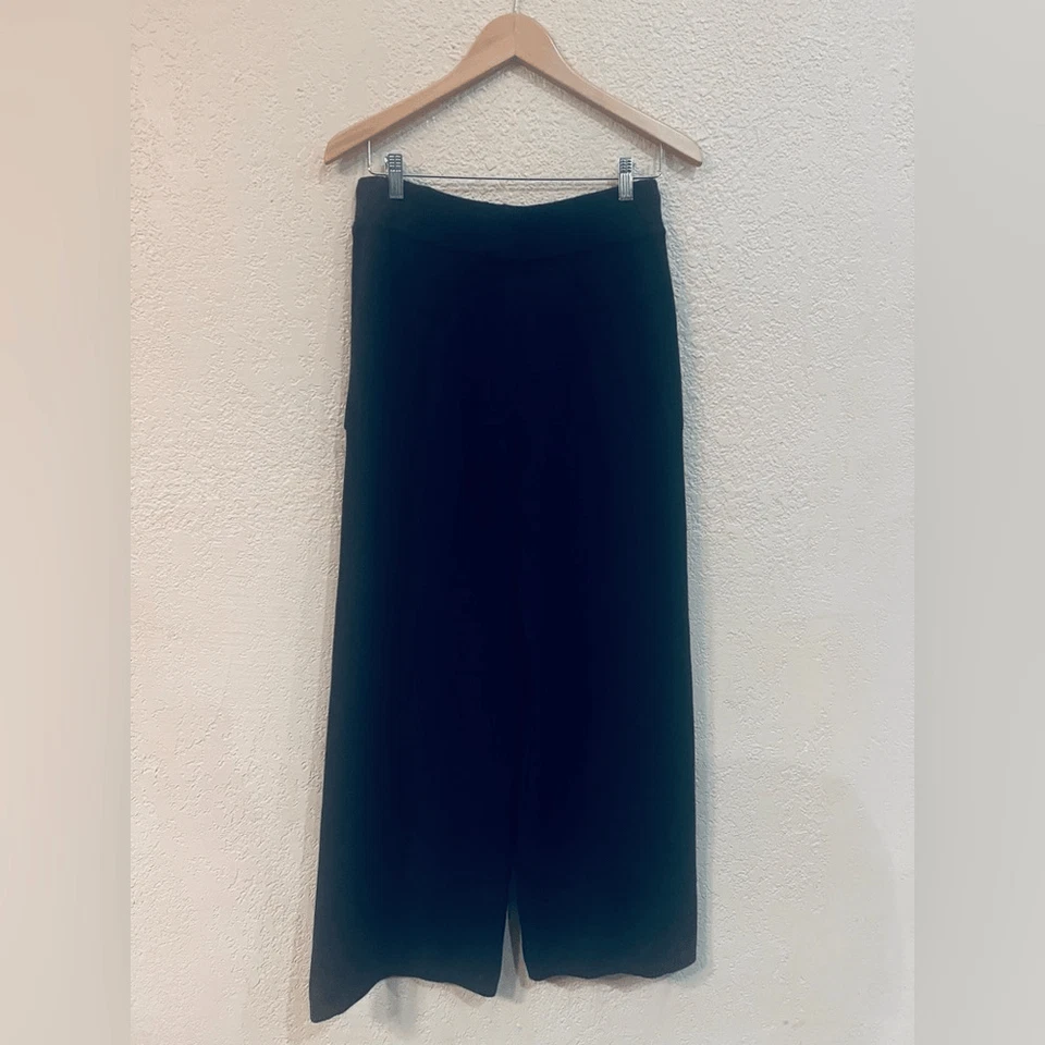 Calça suéter Baci perna larga tamanho XL azul escuro elástico largo cintura nova com etiquetas presente - Imagem 2 de 4