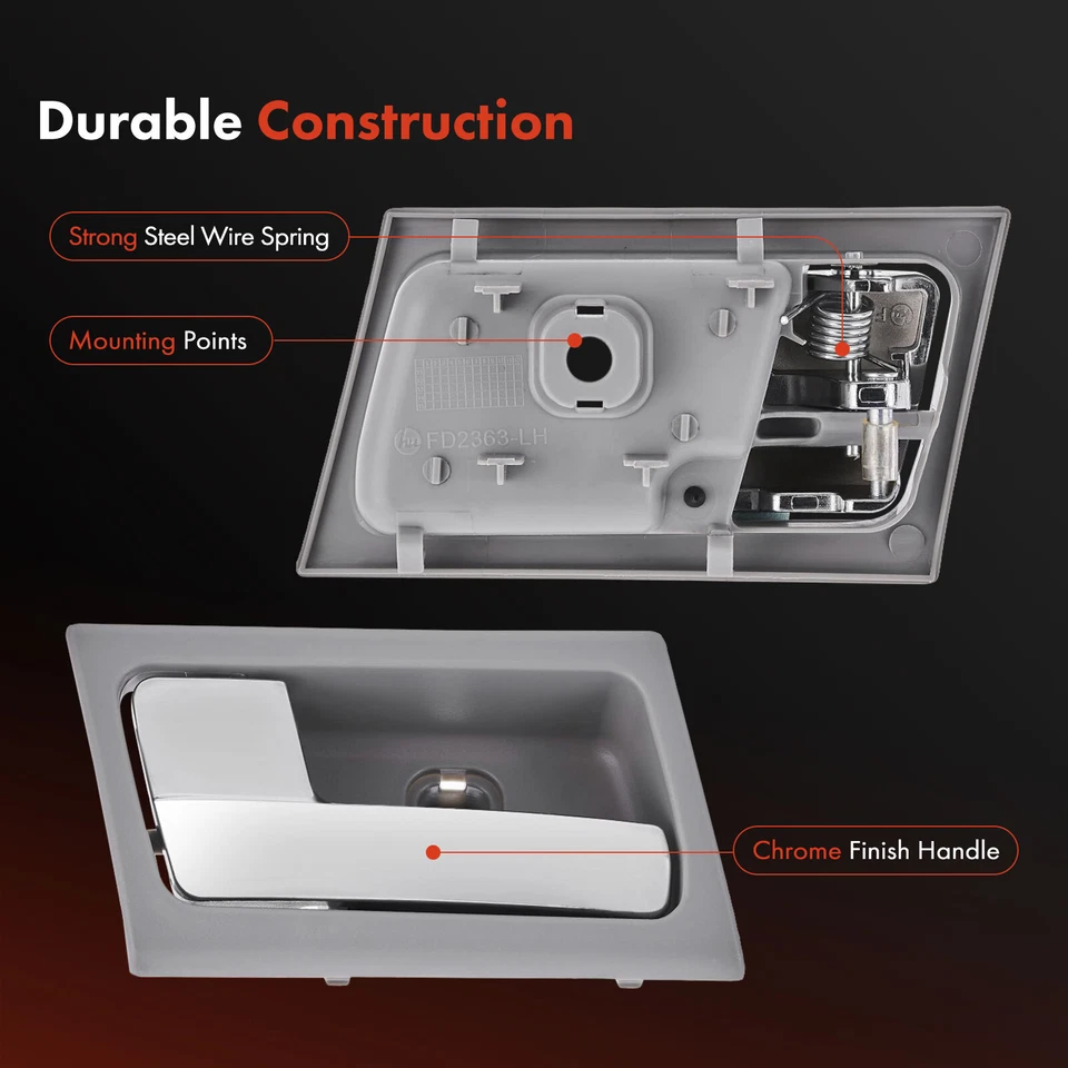 Manija de puerta interior cromada + gris del conductor delantero o trasero izquierdo para Ford Mercury 2005 Foto 4 de 4