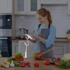 HSN 360° Tech Impressions Gooseneck Tablet Holder Rotating Flex Long Arm WHITE