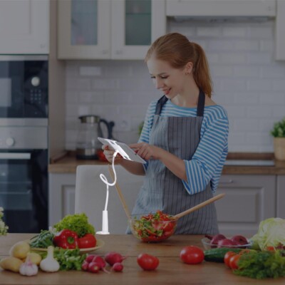 HSN 360° Tech Impressions Gooseneck Tablet Holder Rotating Flex Long Arm WHITE