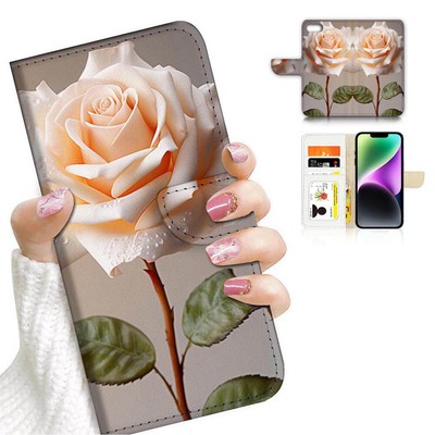 ( For iPhone 8 Plus / 7 Plus ) Flip Case Cover AJ26799 White Rose