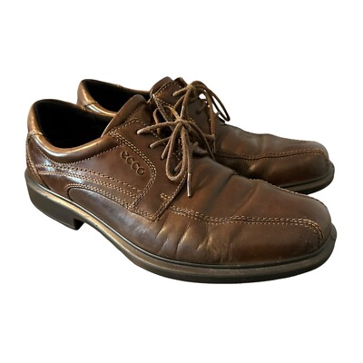 Ecco Mens Sz EU 43 Bicycle Toe Helsinki Brown Leather Shoes Oxford Lace  Up