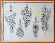 1983 Spaulding Rogers Pinky Yun Traditional Japanese Vintage Tattoo Flash Sheet