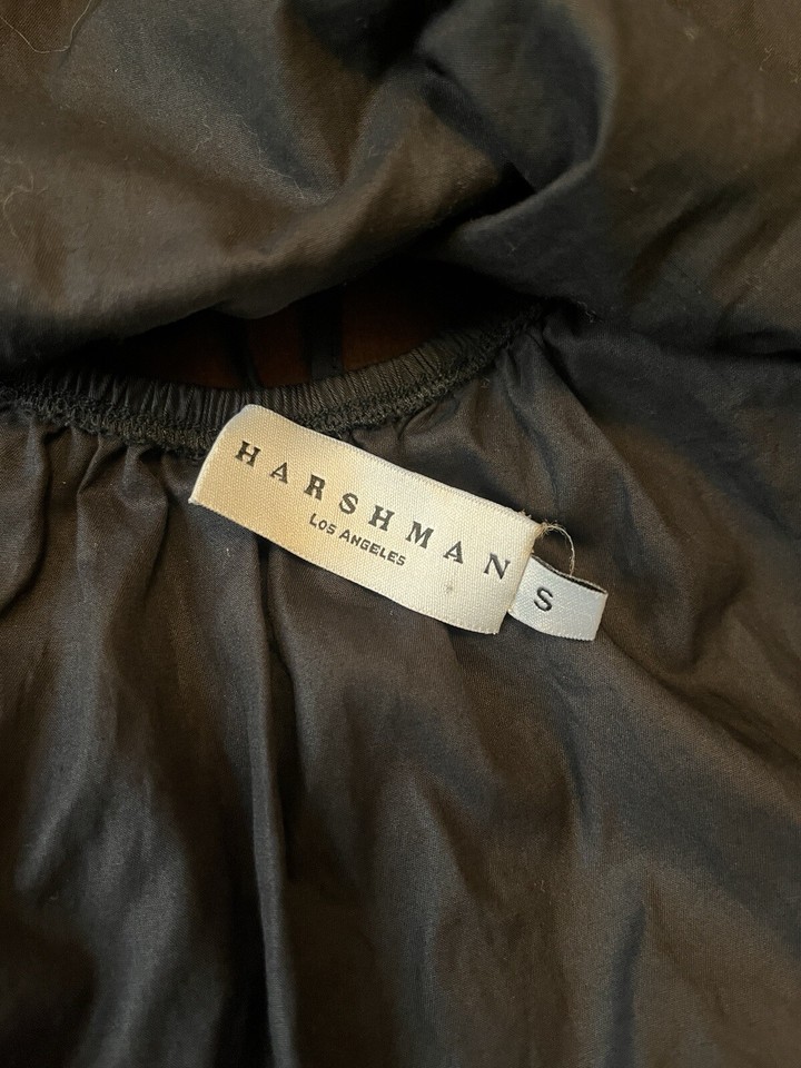 Anthropologie Harshman Black Open Tie Back Blouse Size Small Puff