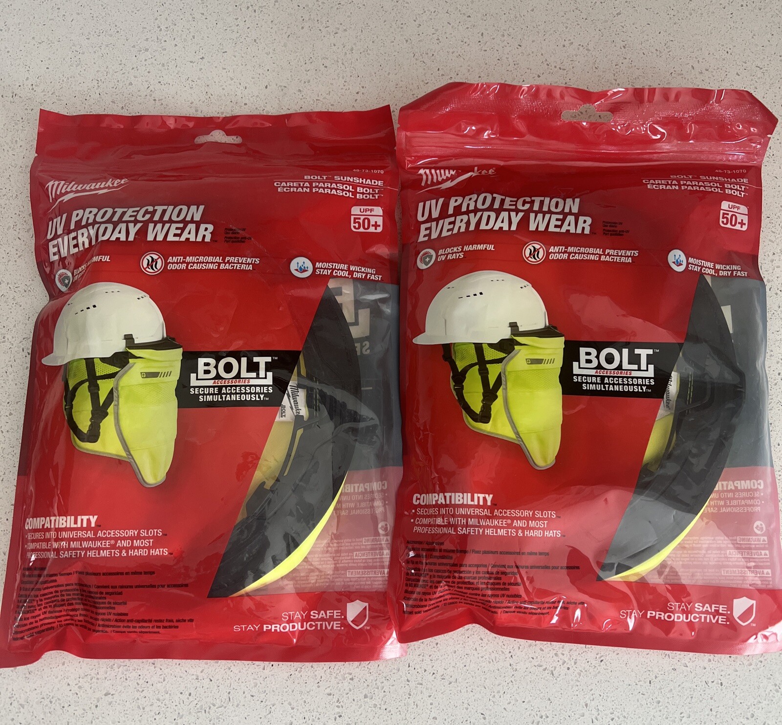 Milwaukee Bolt High Vis Sun Visors with Sunshade UV Protection 48-73-1070