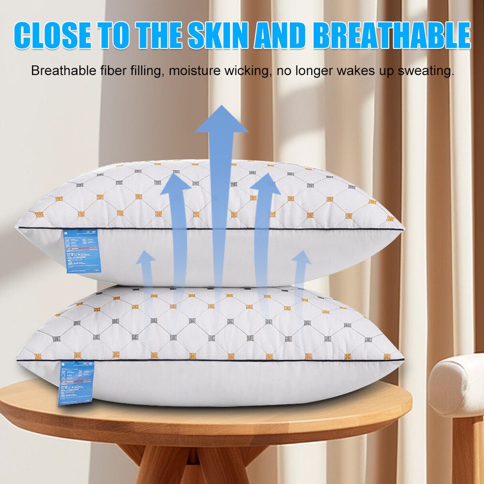 2 Pcs Hotel Quality Pillows Checked Ultra Plush Home Bed Pillows Skin