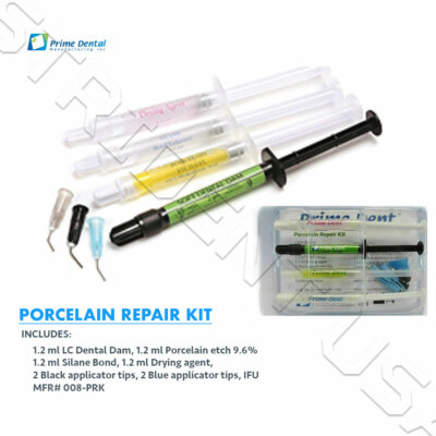 Prime Porcelain Repair Kit with Dental Dam, ETCH, Silane, Drying Agent and Tips 